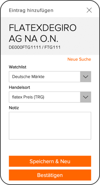 Werte zur Watchlist hinzufügen